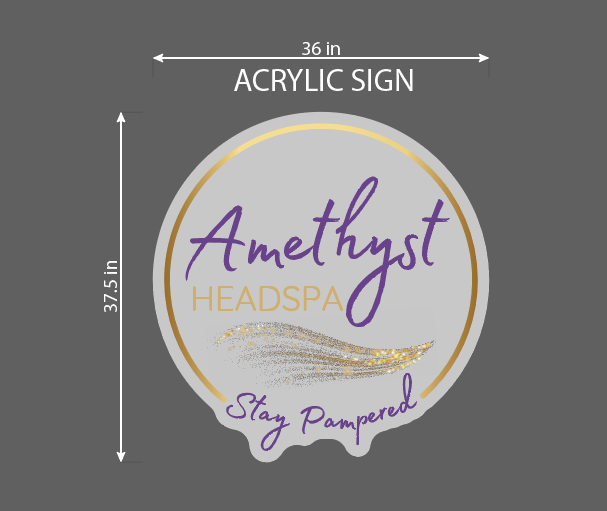 Amethyst Headspa RGB 36" Round Acrylic Sign Revised - Neonsnest.com