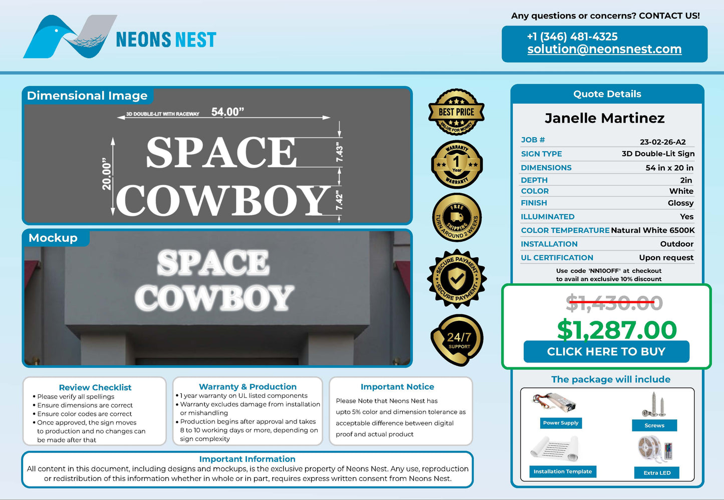 Space Cowboy Double lit Sign - Neonsnest.com