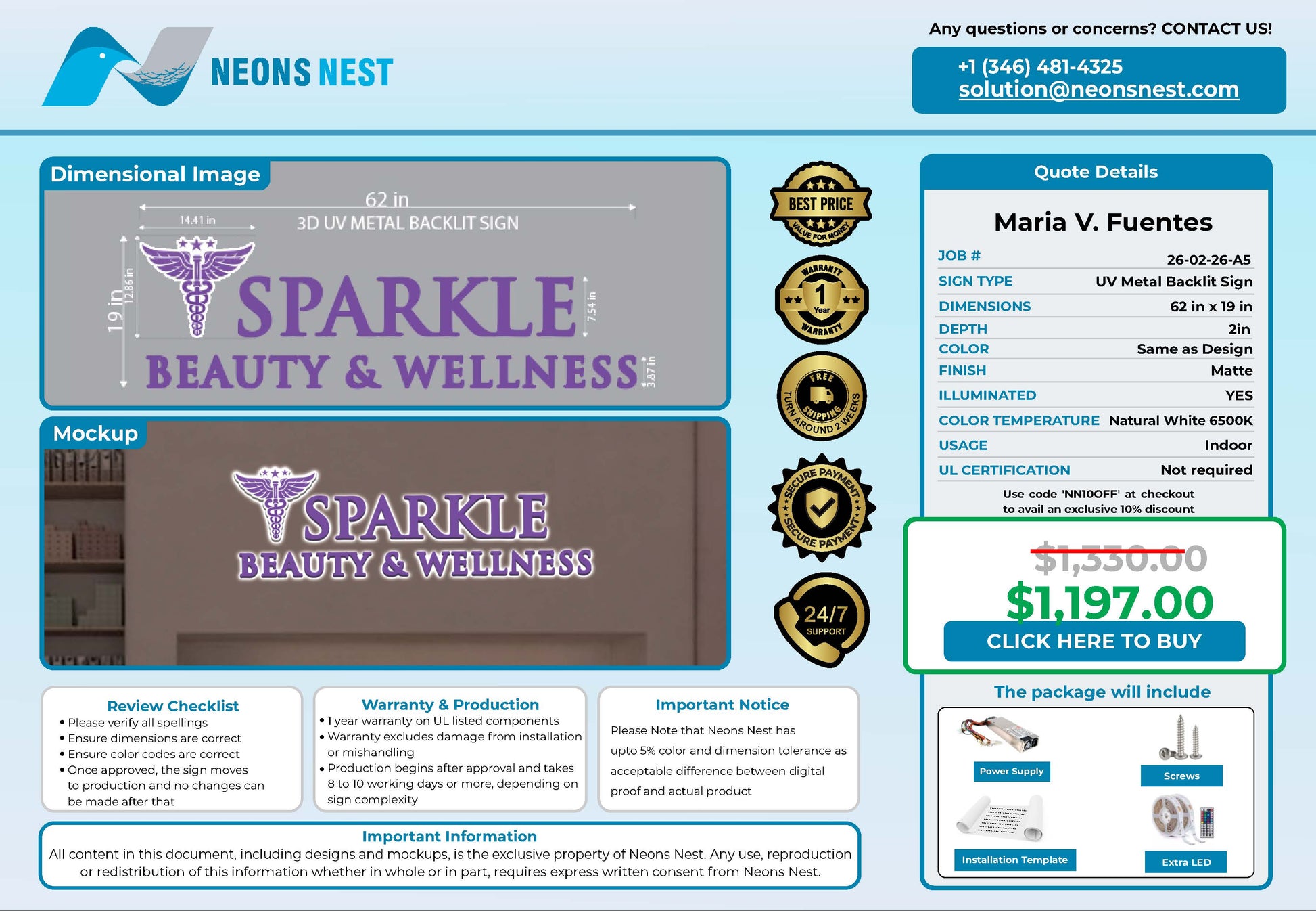 Sparkle Beauty & Wellness 3D Metal Backlit - Neonsnest.com