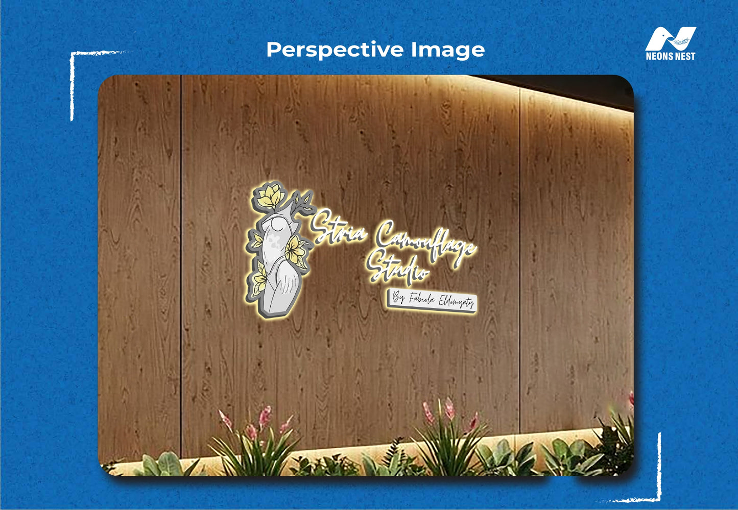 3D Metal Baklit Sign Indoor-Stria Camouflage Studio - Neonsnest.com
