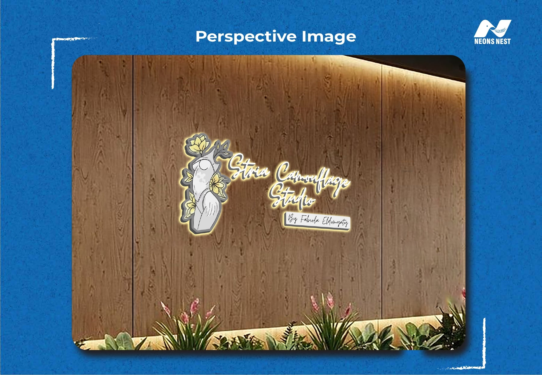 3D Metal Baklit Sign Indoor-Stria Camouflage Studio - Neonsnest.com