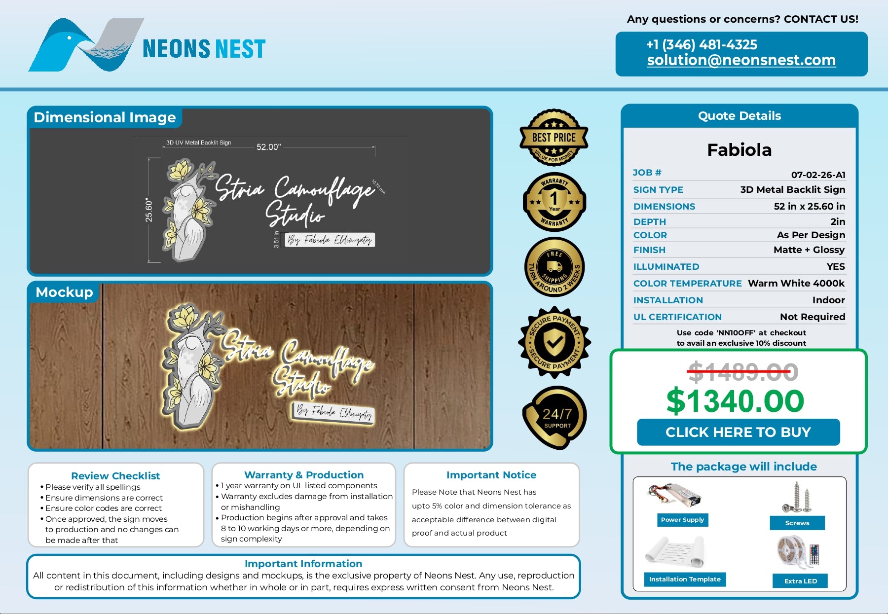 3D Metal Baklit Sign Indoor-Stria Camouflage Studio - Neonsnest.com