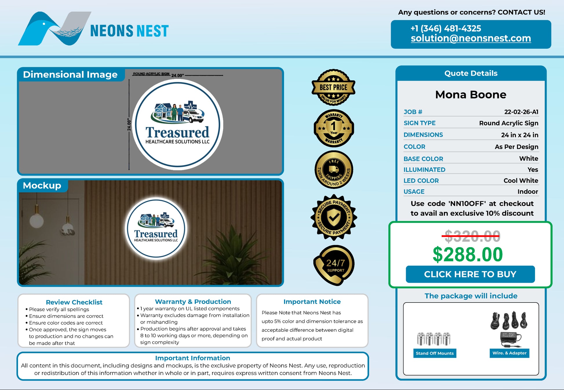 Treasured Healthcare Solutions LLC Round Acrylic Sign - Neonsnest.com