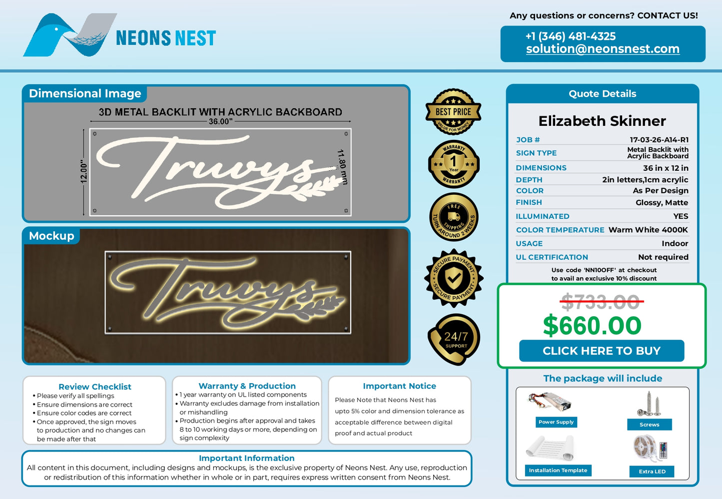3D Metal Backlit Sign With Acrylic Backboard-Truvy's - Neonsnest.com
