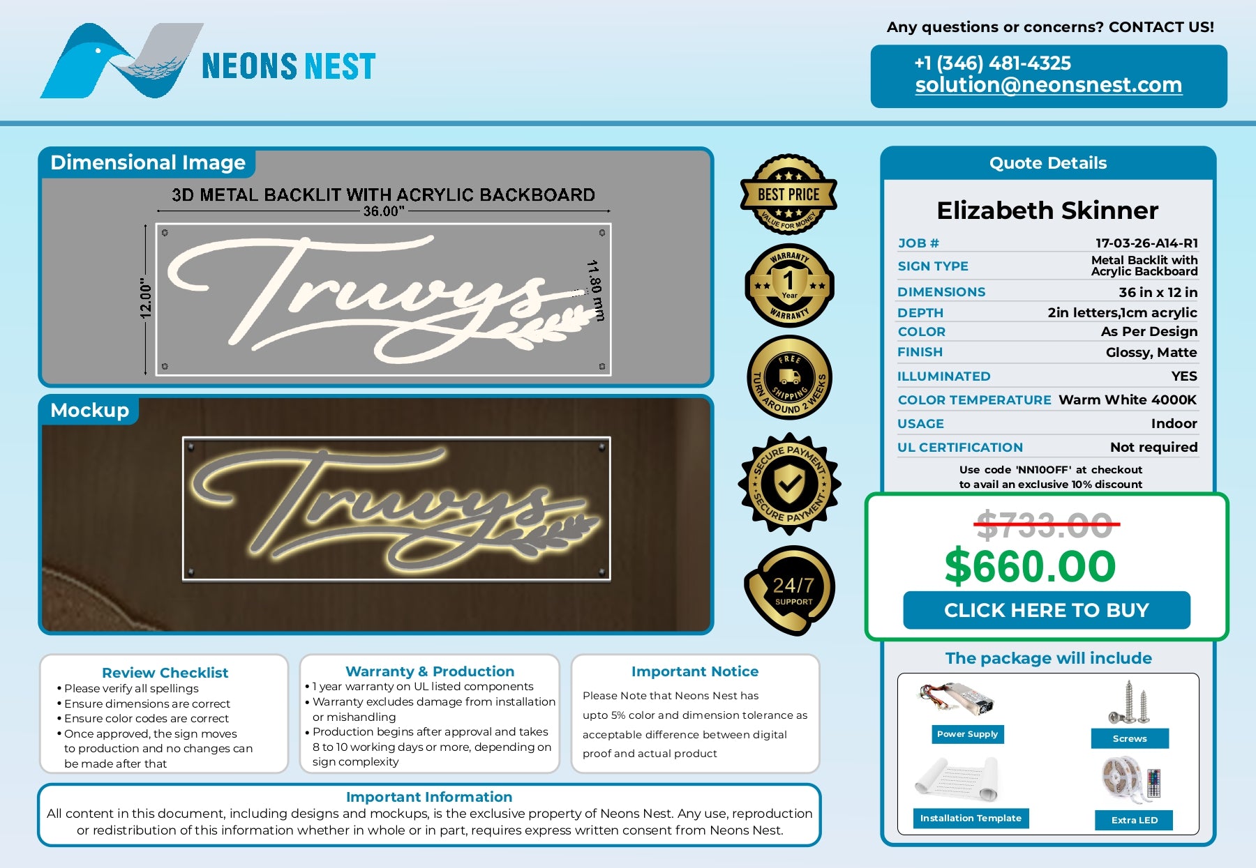 3D Metal Backlit Sign With Acrylic Backboard-Truvy's - Neonsnest.com