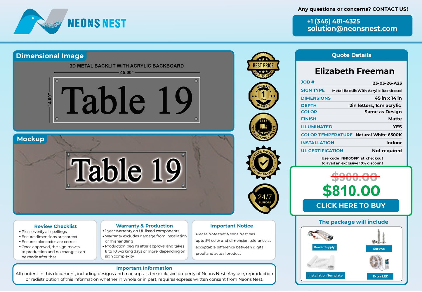 Metal Backlit With Acrylic Backboard-Table 19 - Neonsnest.com