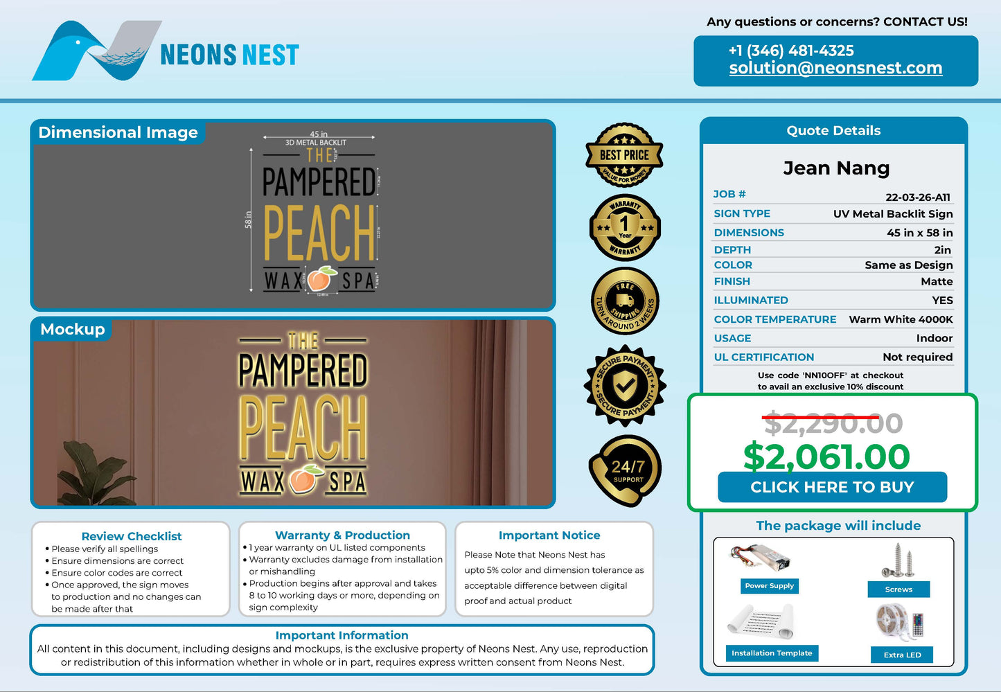 The Pampered Peach Wax Spa 3D Metal Backlit - Neonsnest.com