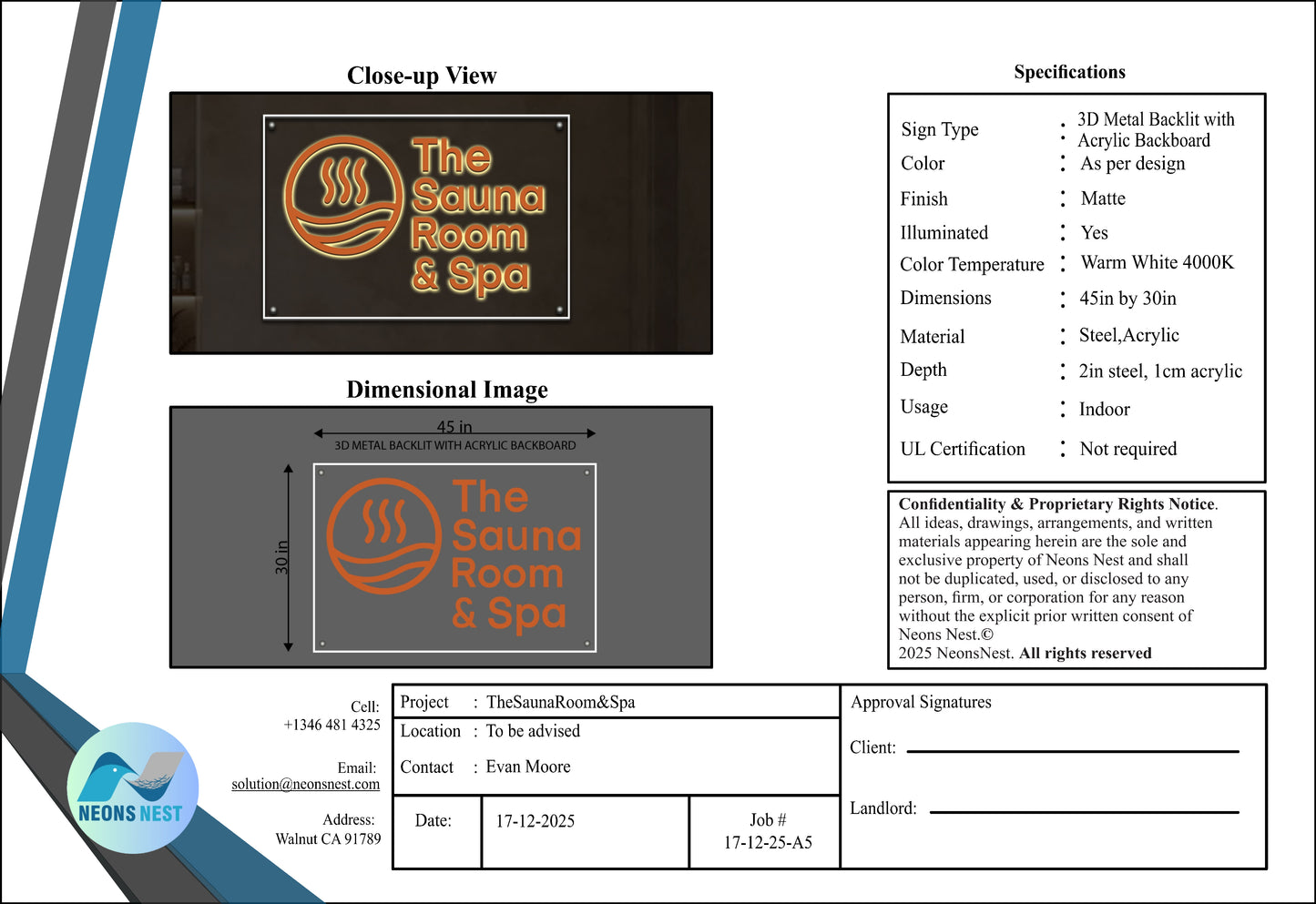 The Sauna Room & Spa Metal Backlit with Backboard Sign - Neonsnest.com