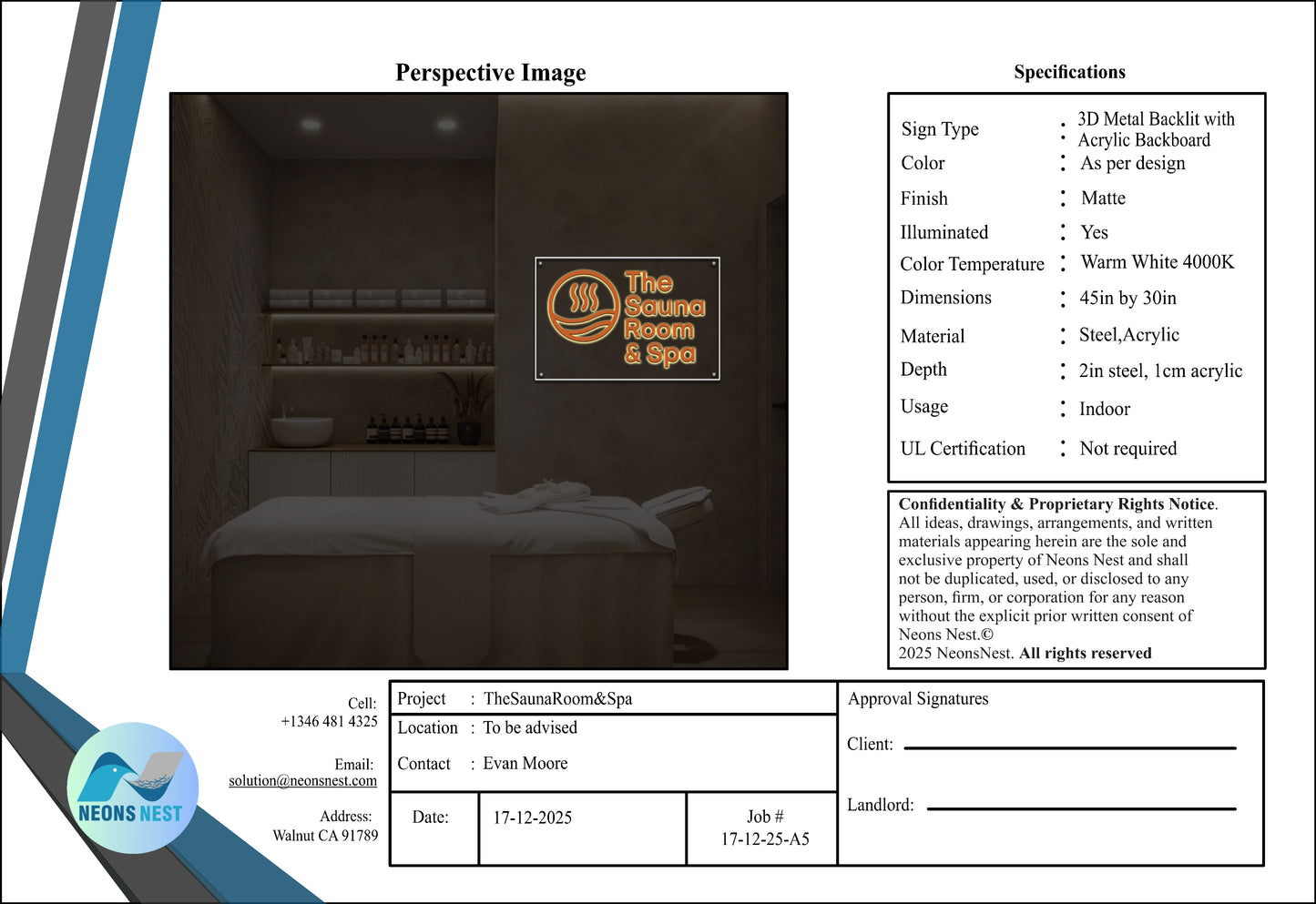 The Sauna Room & Spa Metal Backlit with Backboard Sign - Neonsnest.com