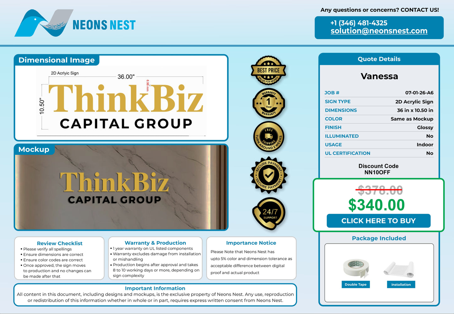 ThinkBiz Capital Group 2D Acrylic Sign Letters - Neonsnest.com