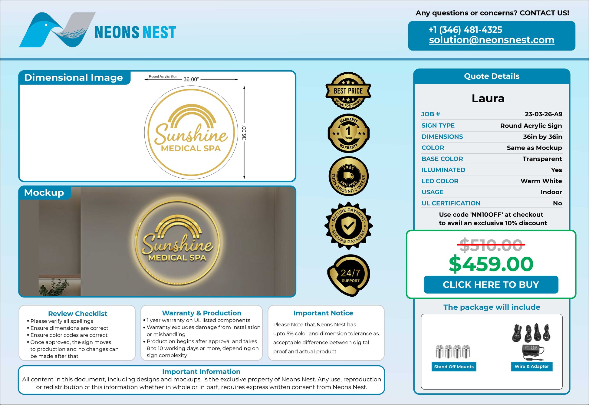 Sunshine Medical Spa Round Acrylic Sign - Neonsnest.com