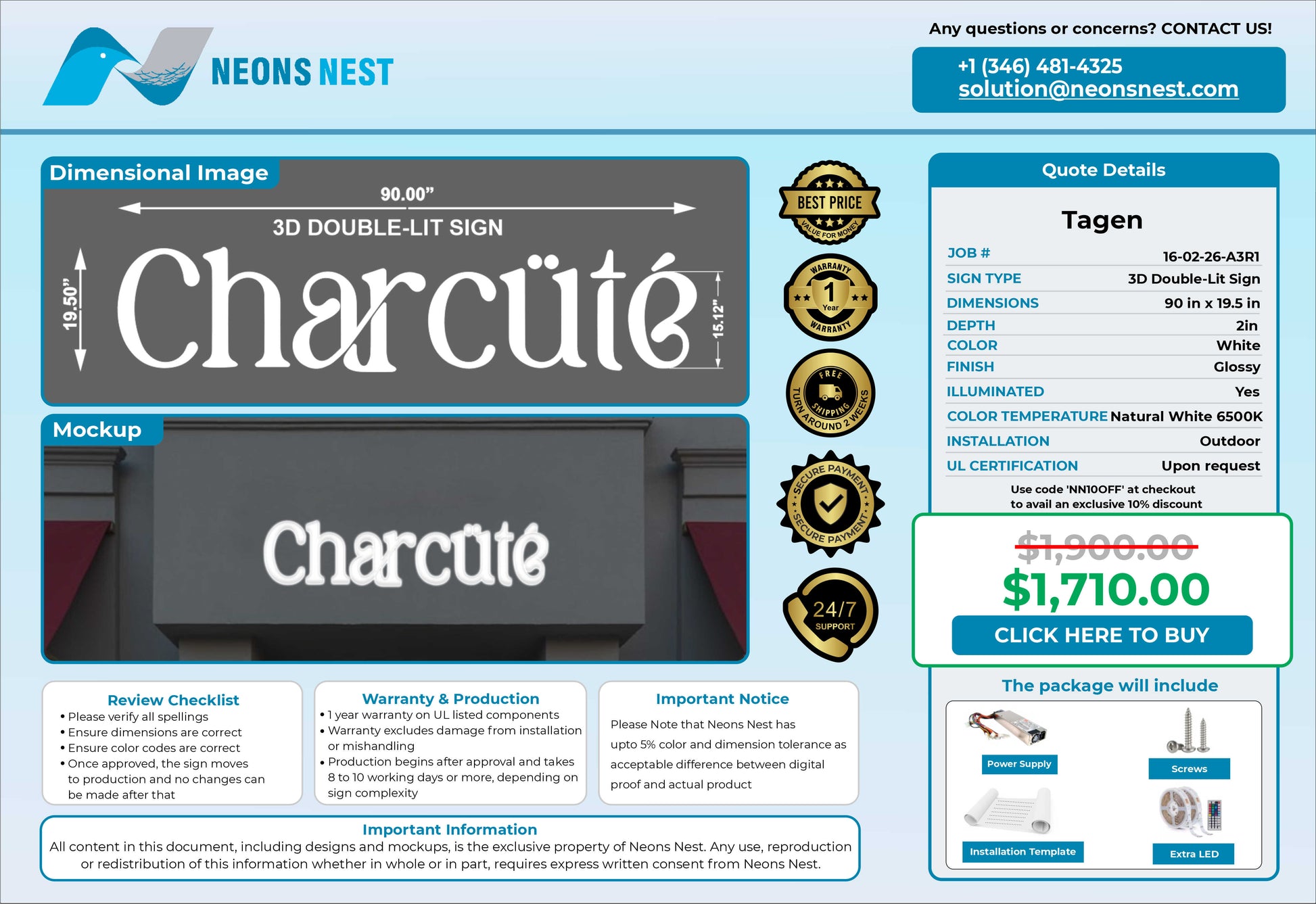 Charcute Full Lit Sign - Neonsnest.com