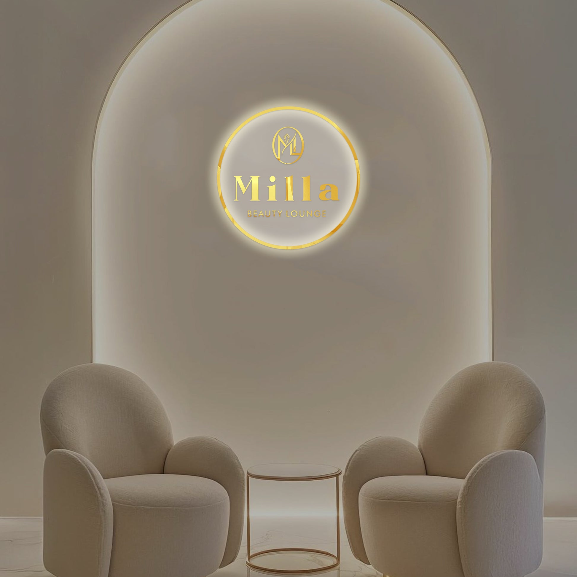 Mila Beauty Lounge Round Acrylic Sign - Neonsnest.com