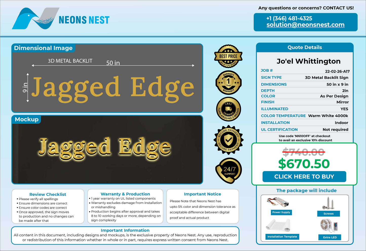 Jagged Edge Metal Backlit Sign - Neonsnest.com