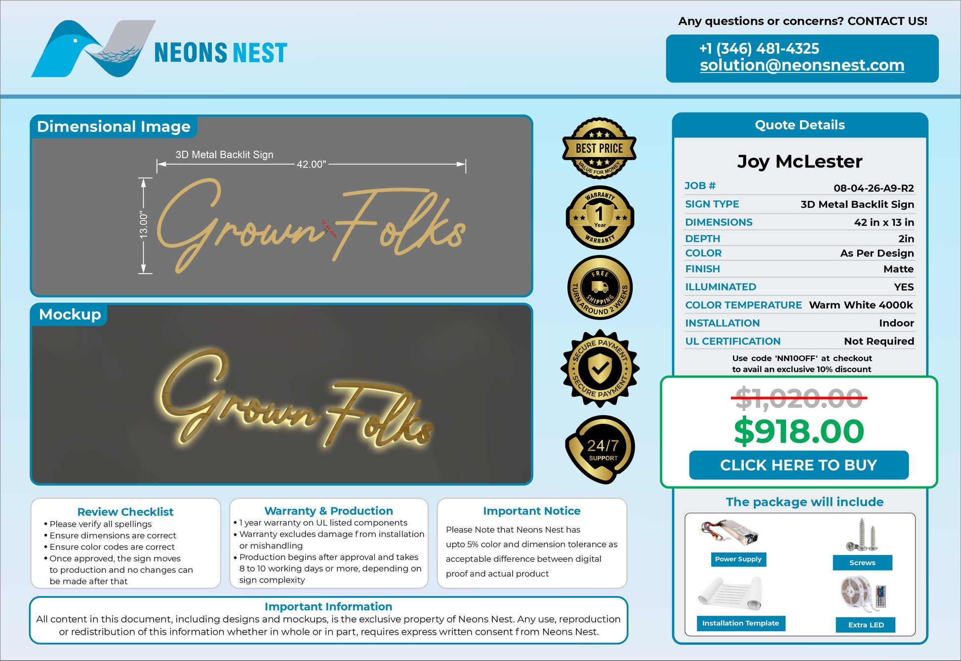 Grown Folks 3D Metal Backlit - Neonsnest.com