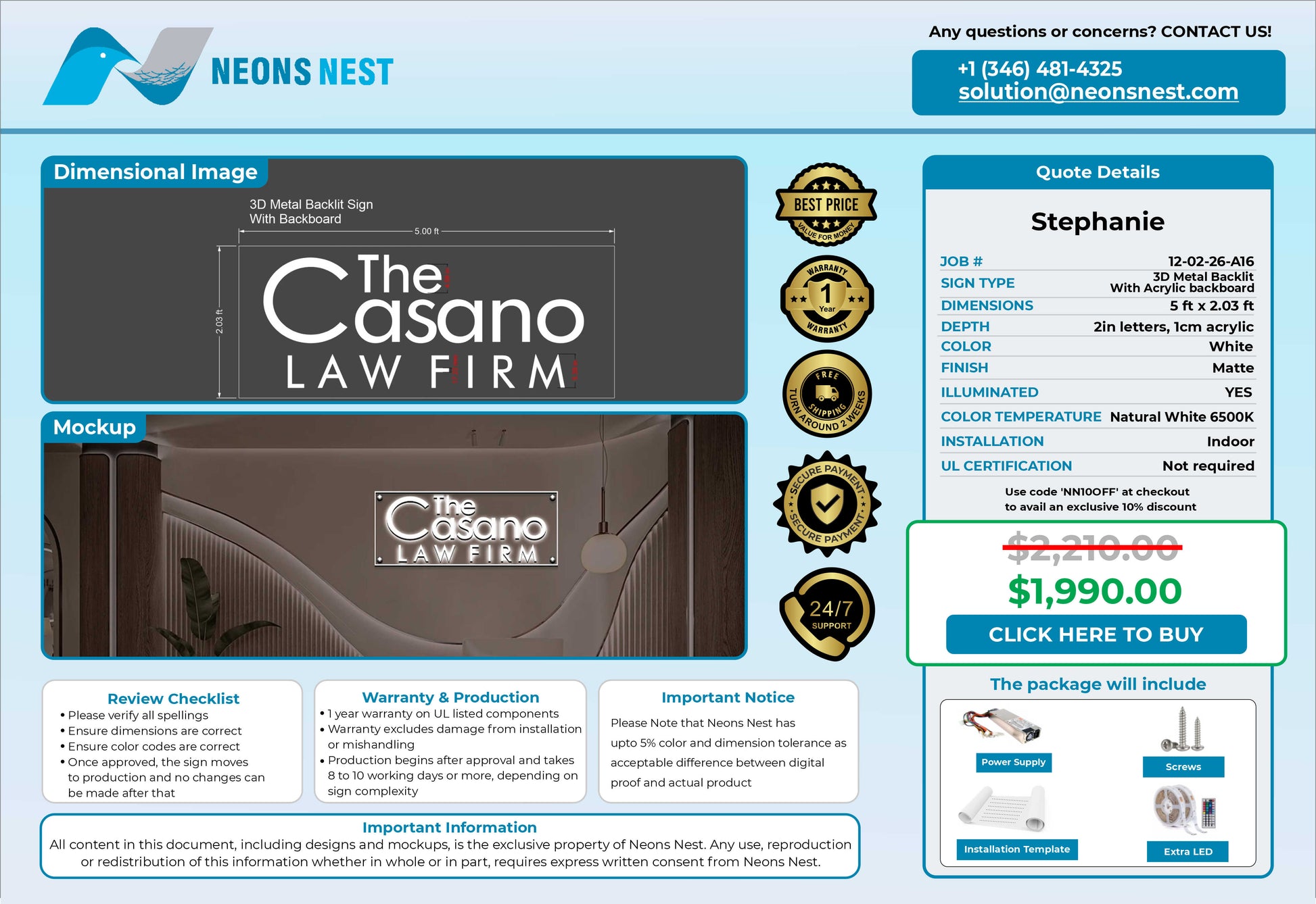 The Casano Law Firm Backlit Sign v_2 - Neonsnest.com