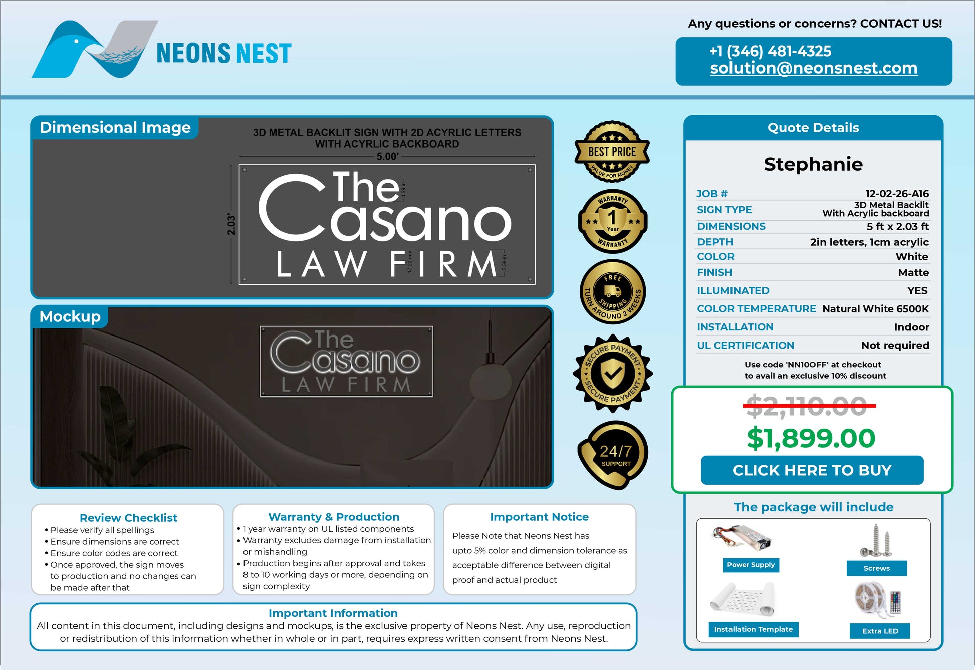 The Casano Law Firm 3D Backlit Sign v_3 - Neonsnest.com