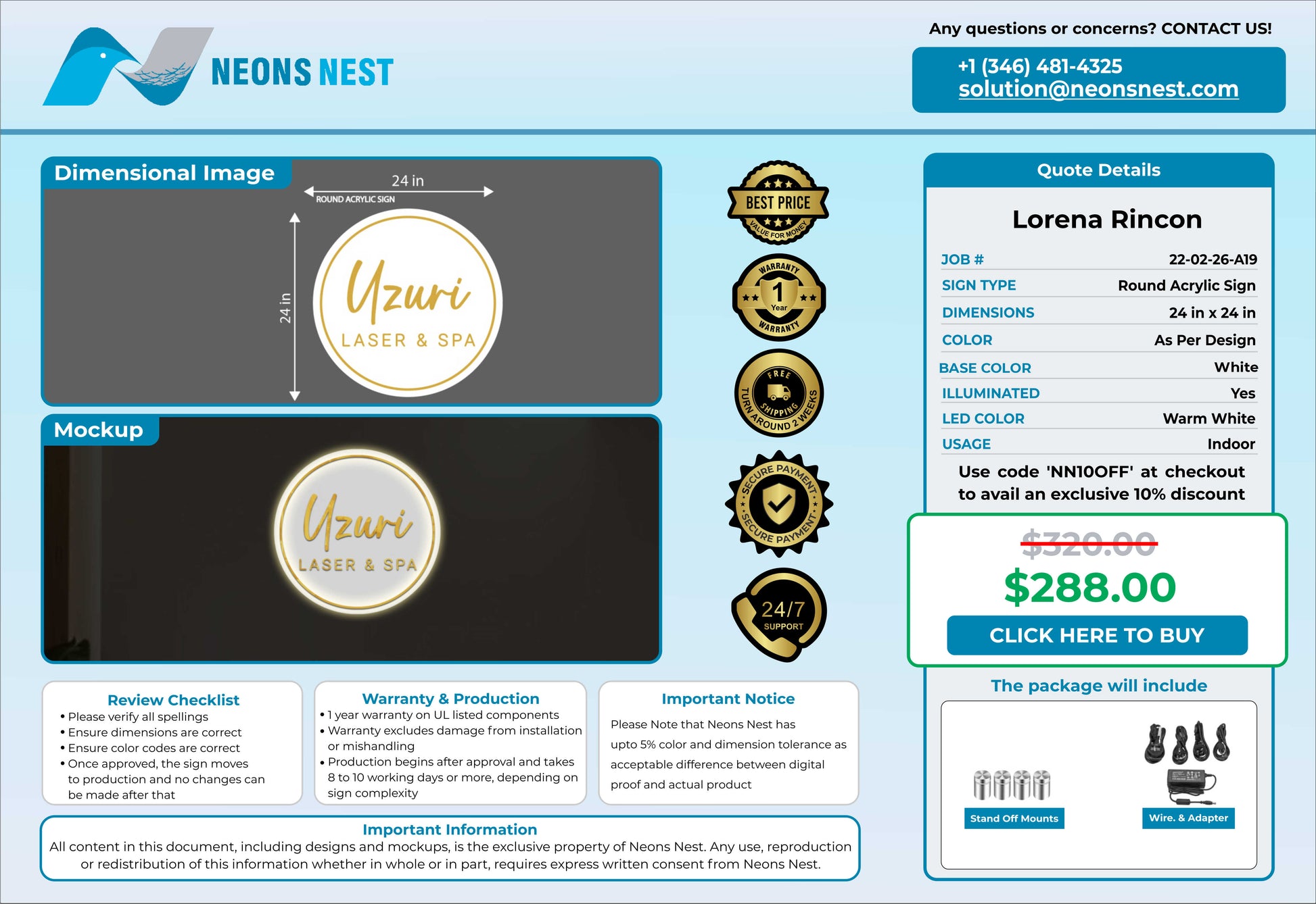 Uzuri Laser & Spa Round Acrylic Sign - Neonsnest.com
