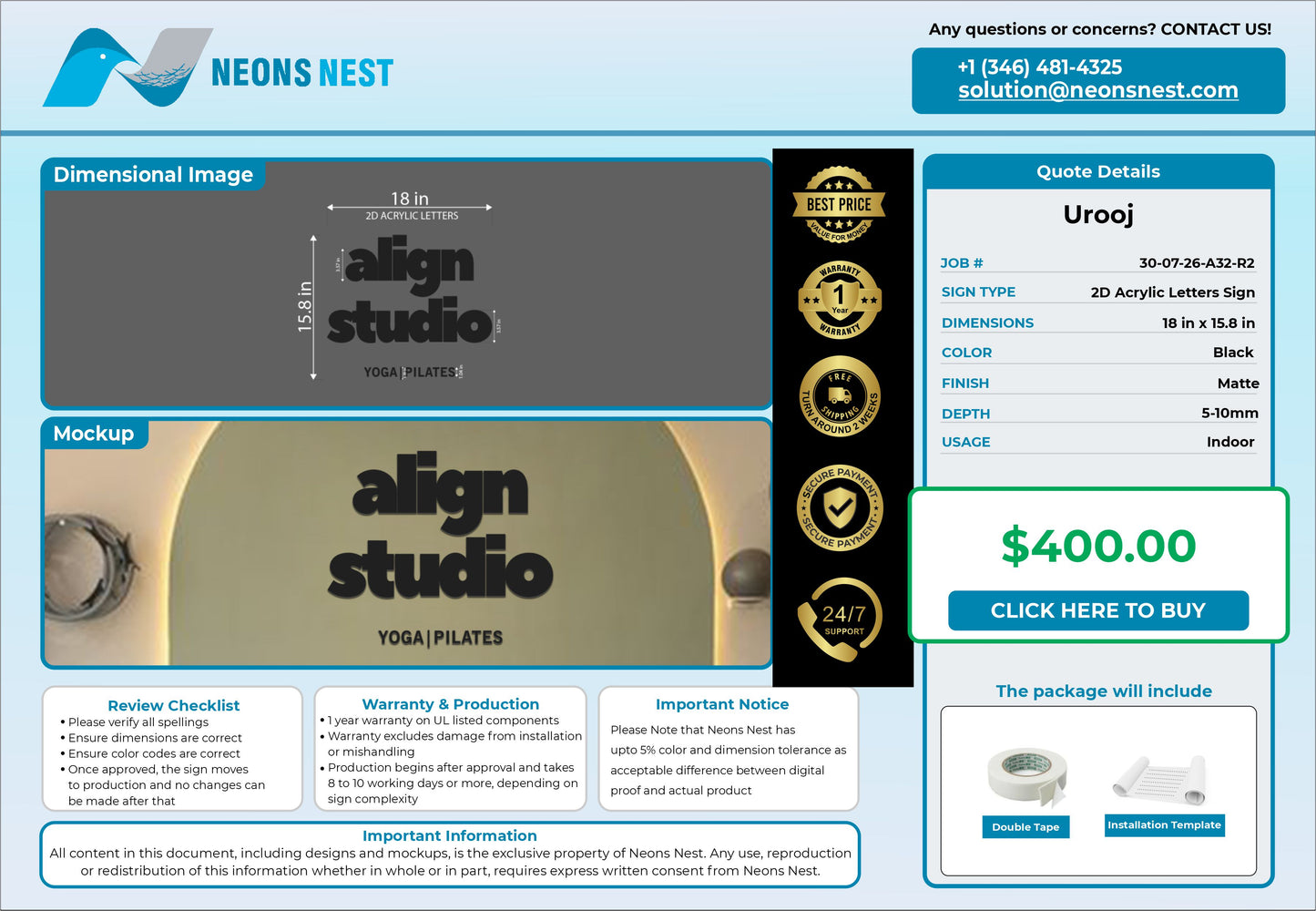 Align Studios Acrylic Letter Sign