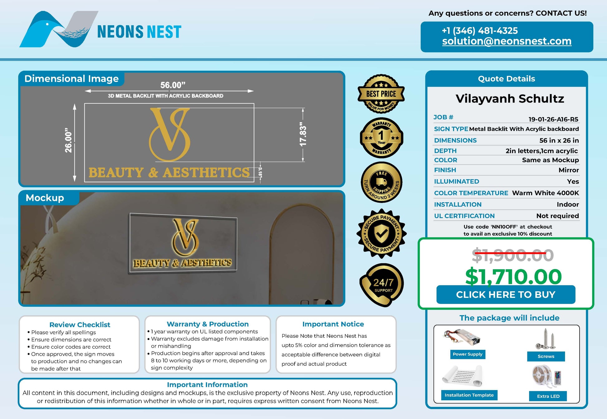V Beauty & AESTHETICS 3D Metal Backlit Sign - Neonsnest.com