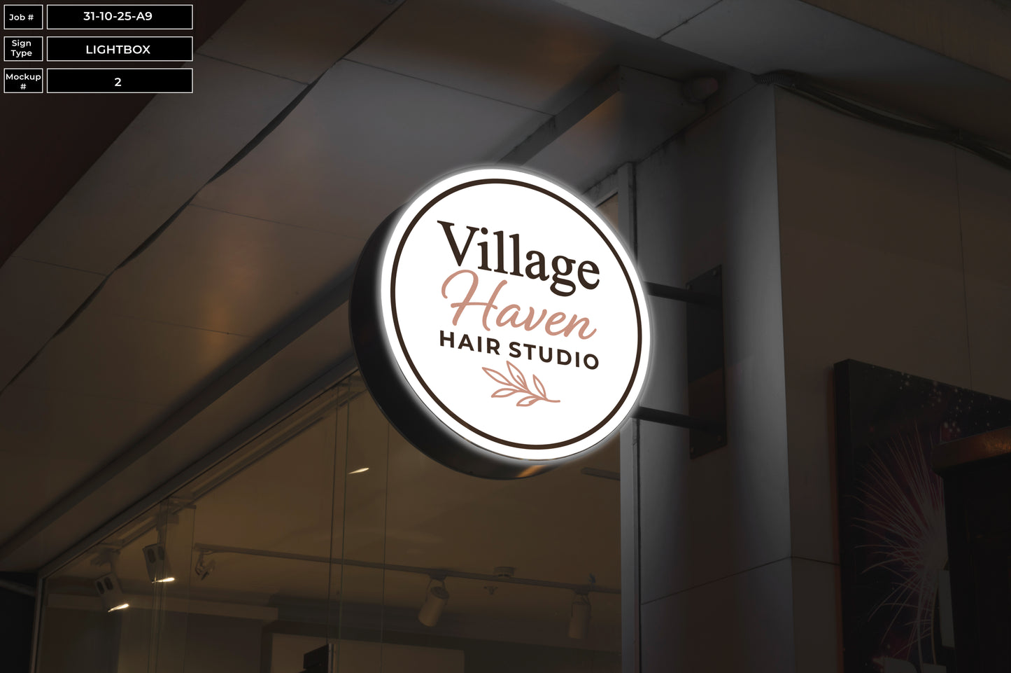 Village Haven Hair Studio Lightbox Sign