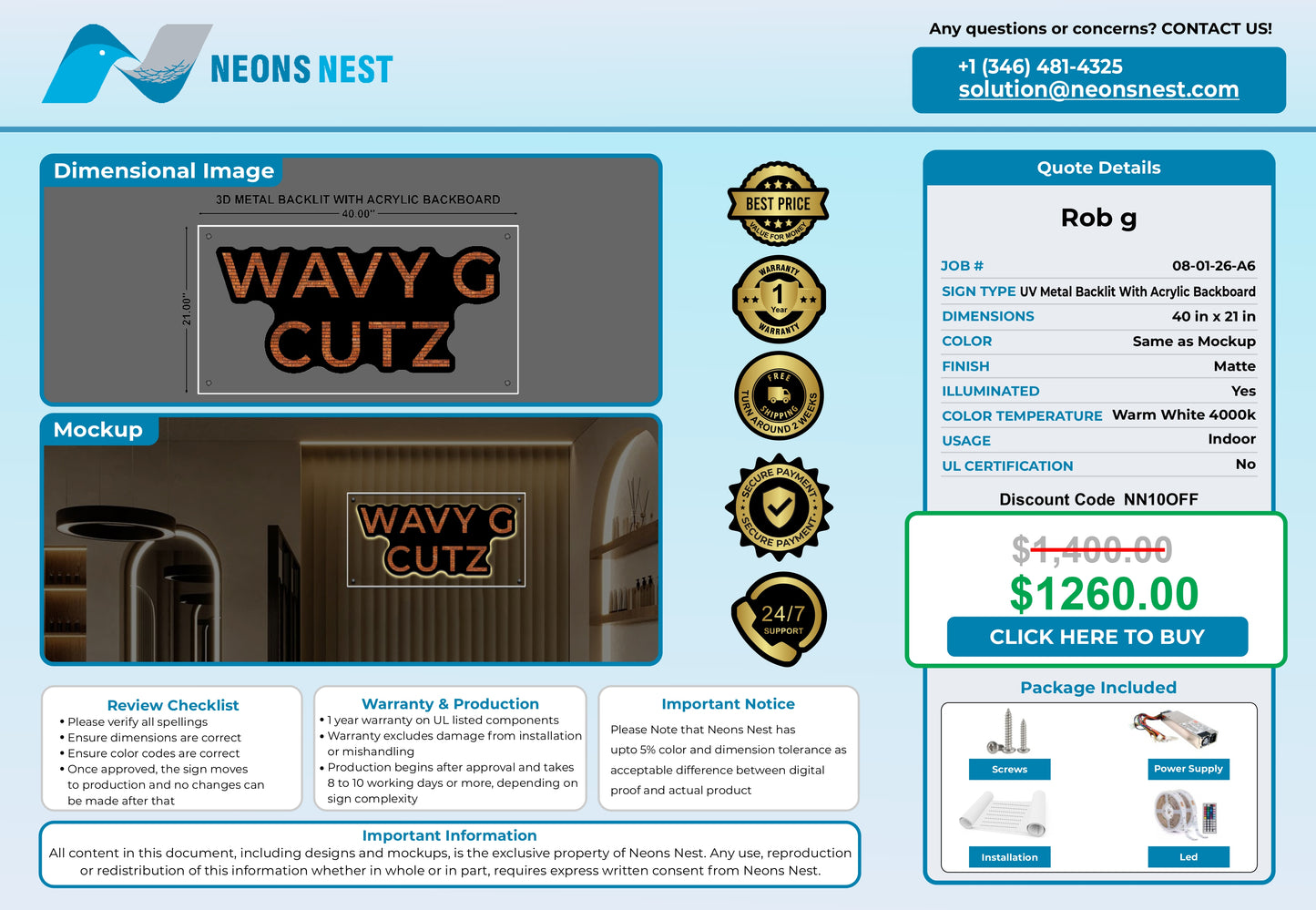 Wavy G Cutz 3D Metal Backlit - Neonsnest.com