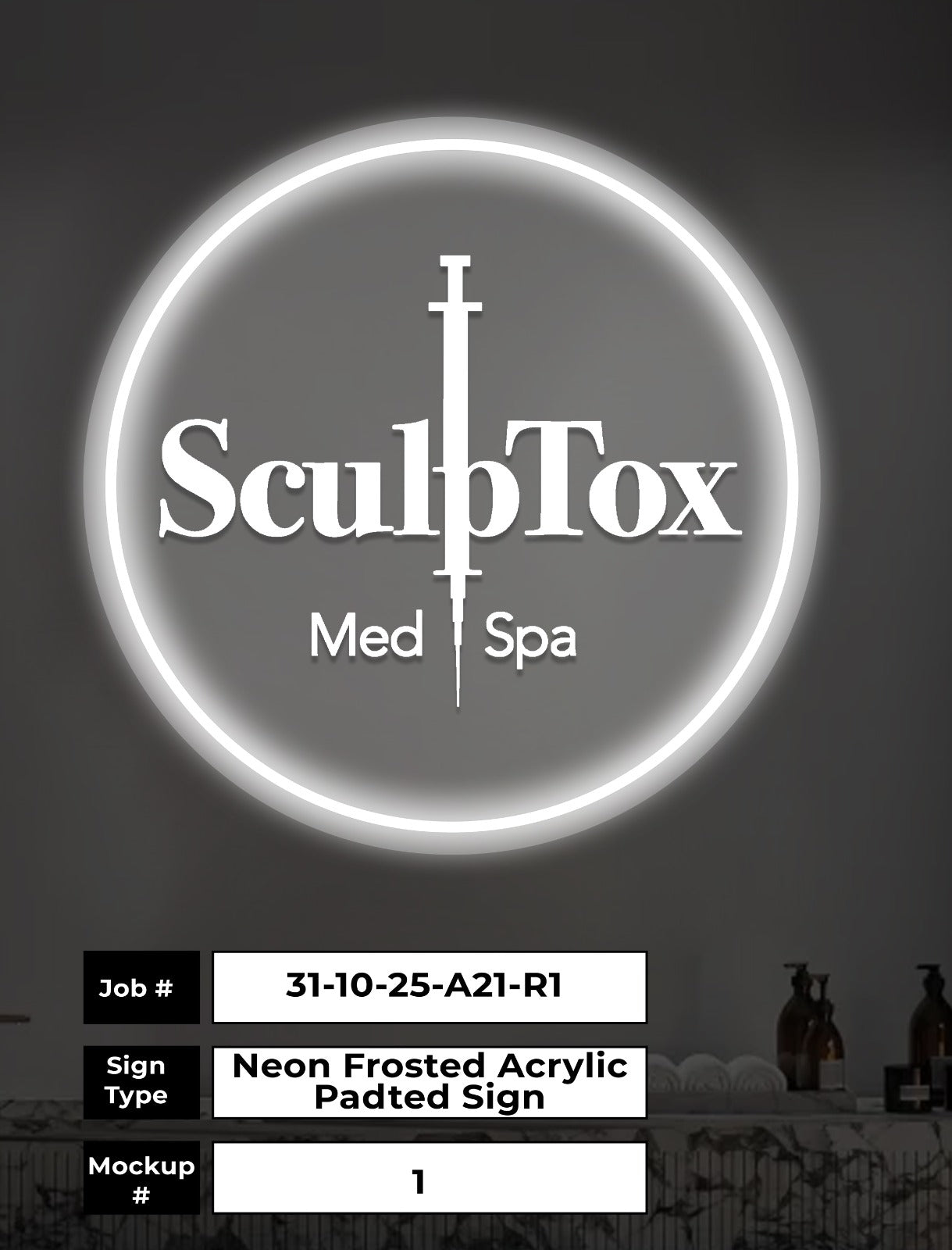 Sculptox Med Spa Round Acrylic Sign