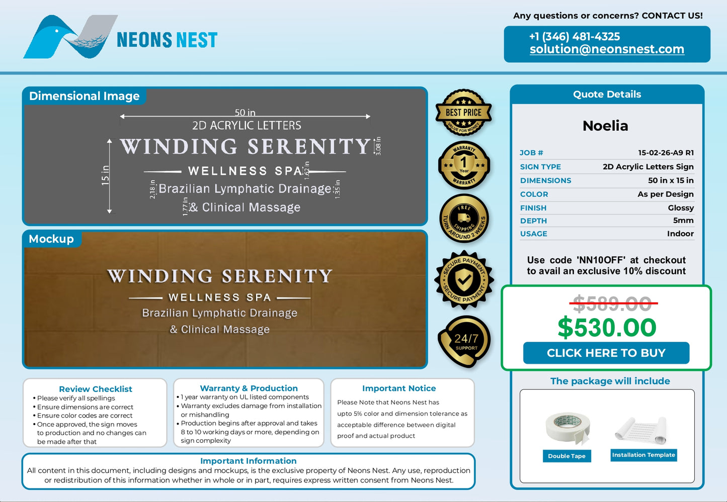 2D Acrylic Letters Sign-Winding Serenity Wellness Spa - Neonsnest.com