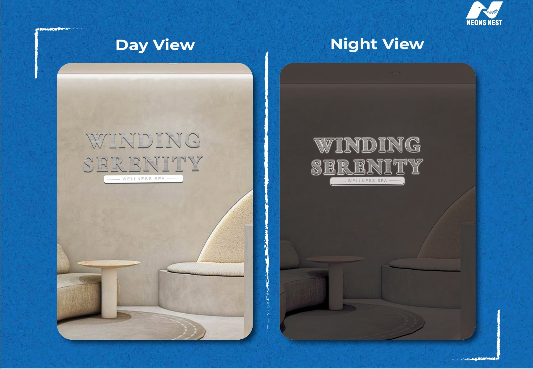 UV Metal Back-lit Sign-Winding Serenity - Neonsnest.com