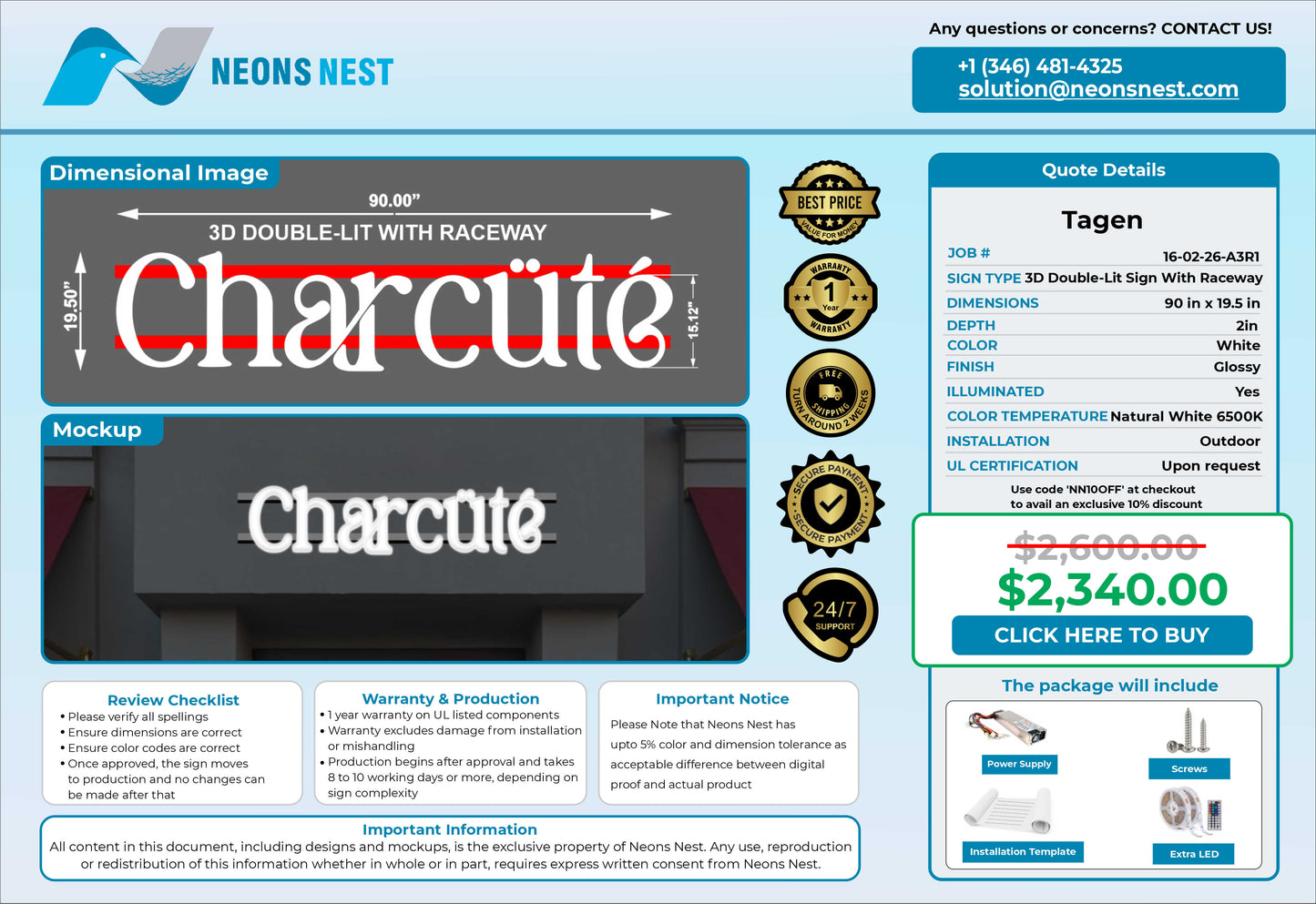 Charcute Full Lit Sign - Neonsnest.com