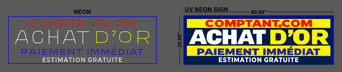 Achat D'or UV Neon Sign