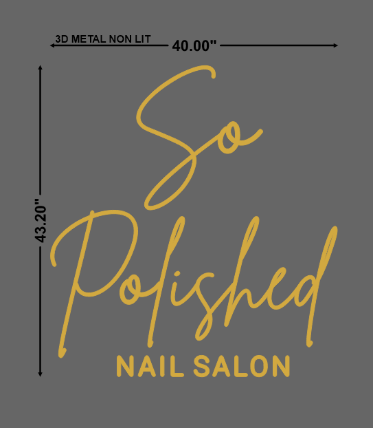 So Polished Nail Salon | 3D Metal Non-lit Sign