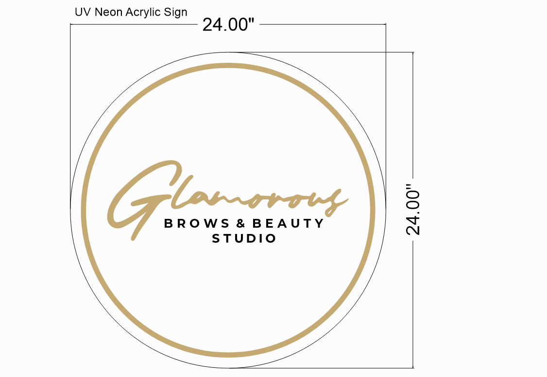 Glamorous Brows and Beauty Studio | Solange Beauty Salon & Ink Round Acrylic Sign