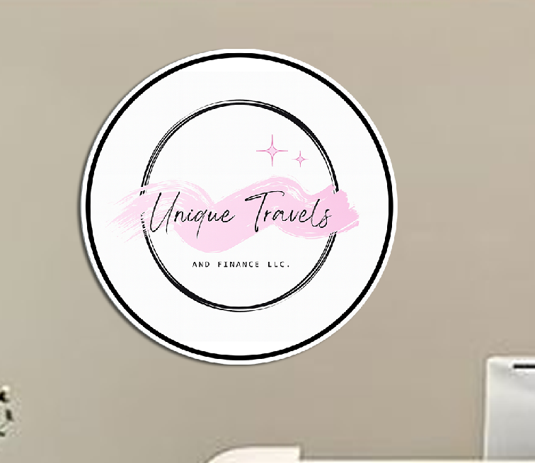 5mm Metal (Round) Sign For Unique Travels & Finance