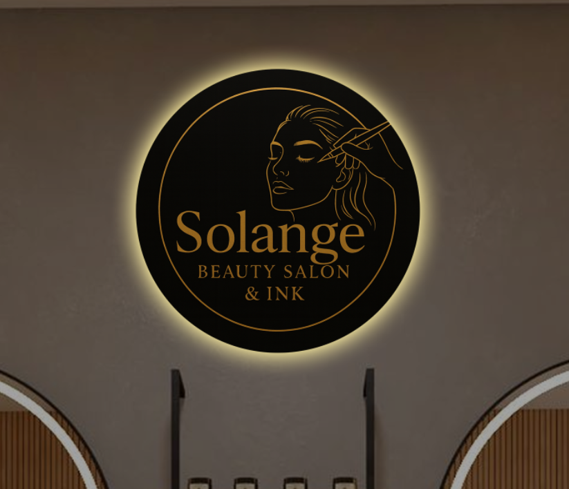 Glamorous Brows and Beauty Studio | Solange Beauty Salon & Ink Round Acrylic Sign