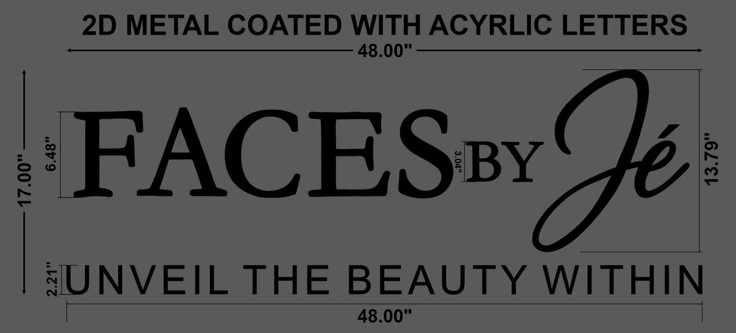 2D Metal Coated with Acrylic Letters Sign for Faces by Jé - Neonsnest.com