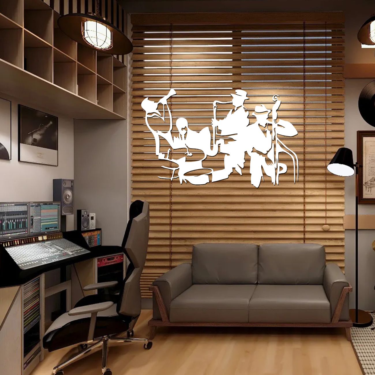 Jazz Band Metal Wall Art in modern living room