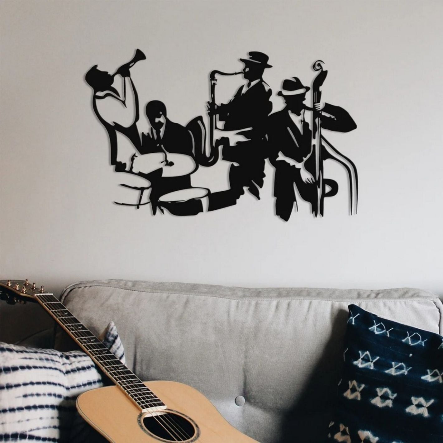 Musician-themed Jazz Band Metal Wall Art for studio walls