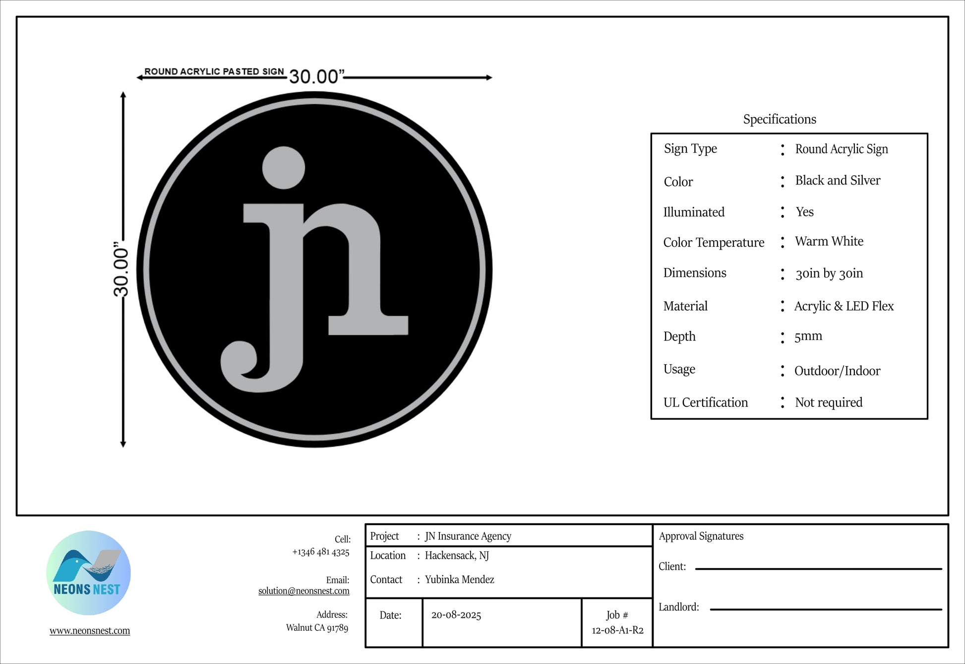 Round acrylic signs for Julio - Neonsnest.com