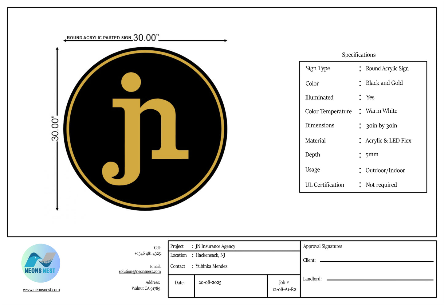 Round acrylic signs for Julio - Neonsnest.com