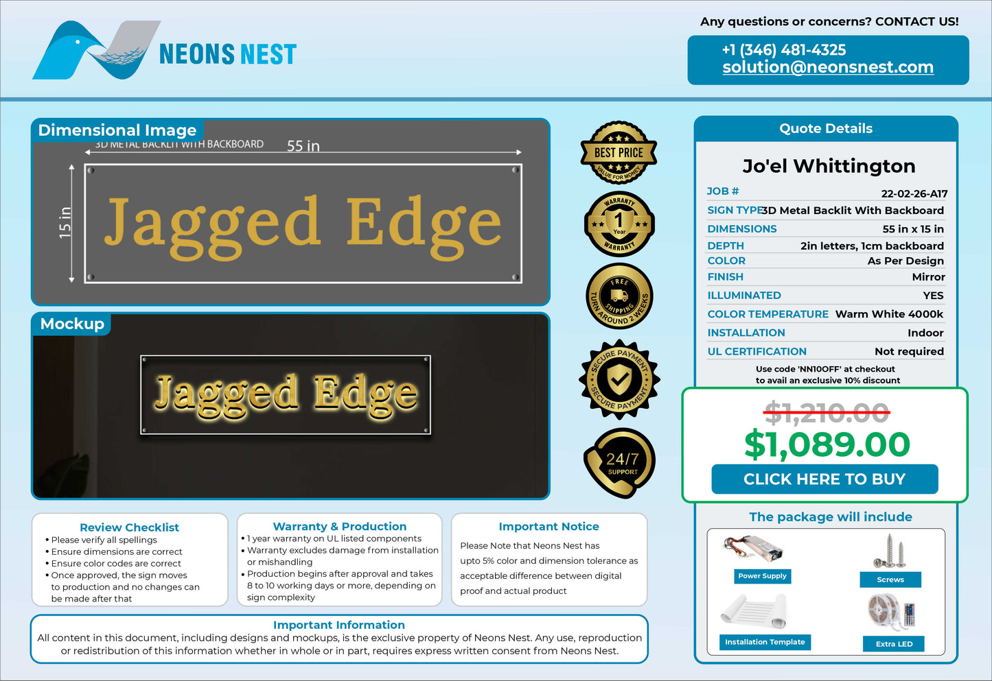Jagged Edge Metal Backlit Sign - Neonsnest.com